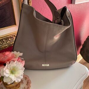 Coach Taupe Leather Park Avery Studded Hobo